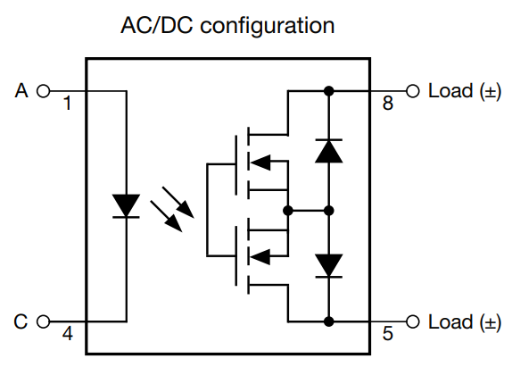 アプリケーション回路図 - Vishay Semiconductors VORA1150ソリッドステートリレー